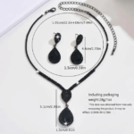 Vintage Royal Style Jewelry Set for Women,  3pcs Zinc Alloy with Faux Black Turquoise Inlay - Image 3
