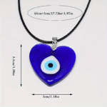 Trendy Evil Eye Heart Pendant Necklace, Blue Evil Eye Heart Pendant round Necklace - Image 3