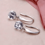 Pair of 925 silver-plated earrings, Elegant Silver Crystal Drop Earrings for Women - Image 4