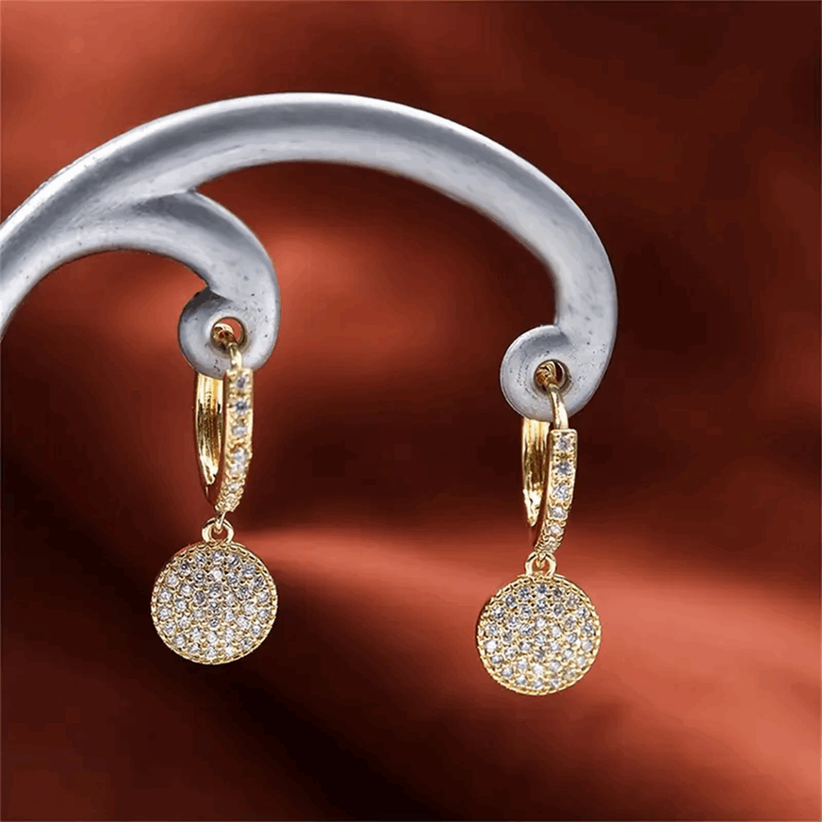 Elegant Zirconia Round Disc Stud - Image 1