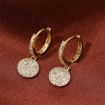 Elegant Zirconia Round Disc Stud - Image 3