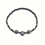 Boho Vacation Style Black Beaded Eye Charm Anklet For Women - Image 4