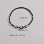 Boho Vacation Style Black Beaded Eye Charm Anklet For Women - Image 3