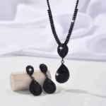 Vintage Royal Style Jewelry Set for Women,  3pcs Zinc Alloy with Faux Black Turquoise Inlay