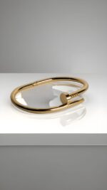 anti tarnish Nail Design Gold-Tone Bangle - Image 2