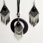 Vintage Royal Style Jewelry Set for Women,  3pcs Zinc Alloy with Faux Black Turquoise Inlay,