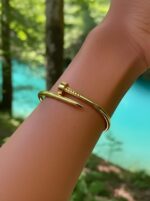 anti tarnish Nail Design Gold-Tone Bangle - Image 3