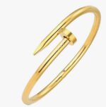 anti tarnish Nail Design Gold-Tone Bangle - Image 4