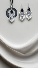 Vintage Royal Style Jewelry Set for Women,  3pcs Zinc Alloy with Faux Black Turquoise Inlay, - Image 4