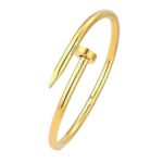 Nail Design Gold-Tone Bangle & Crystal-Studded Screw Design Bracelet/Kada Combo – Unisex Anti-Tarnish Gold Plated Set of 2 - Image 3