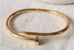 Gold-Plated Bamboo Bangle & Nail Bangle Set – Modern Designer Adjustable Pair (Set of 2) - Image 4
