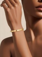 Anti Tarnished multi-layered band design  with coil detailing with row of sparkling crystals - Image 5