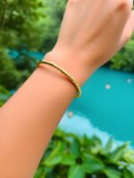 anti tarnish Bamboo Textured Gold-Tone Bangle - Image 2