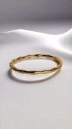anti tarnish Bamboo Textured Gold-Tone Bangle