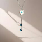 Stylish Silver Evil Eye Pendant Necklace for Women – Triple Charm Design - Image 2