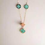 Anti Tarnish Elegant Green Clover Pendant Necklace for Women – Gold Plated Fashion Jewelry with Floral Charms - Image 2