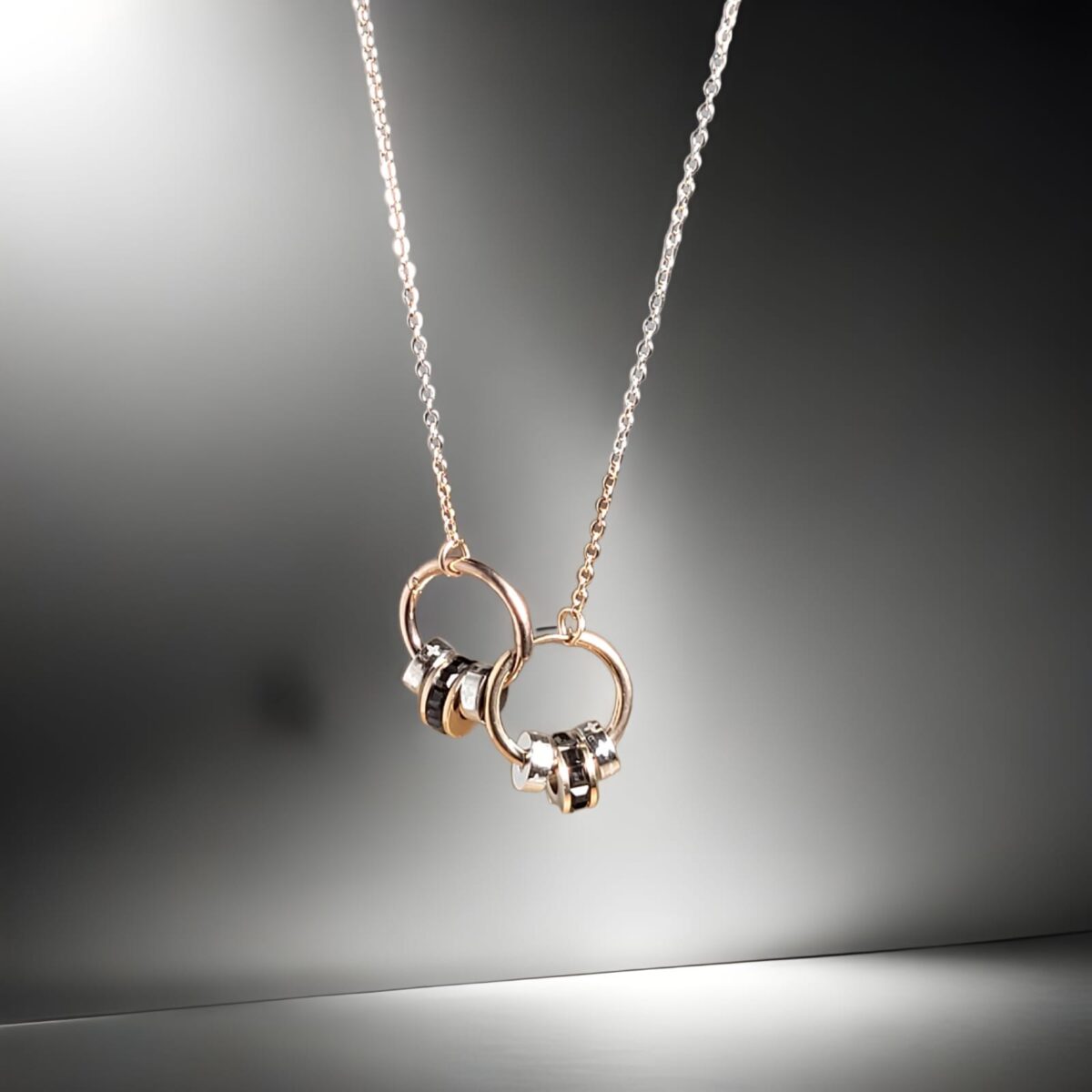 Elegant Dual Ring Pendant Necklace for Women – Stylish Linked Circles Design - Image 1