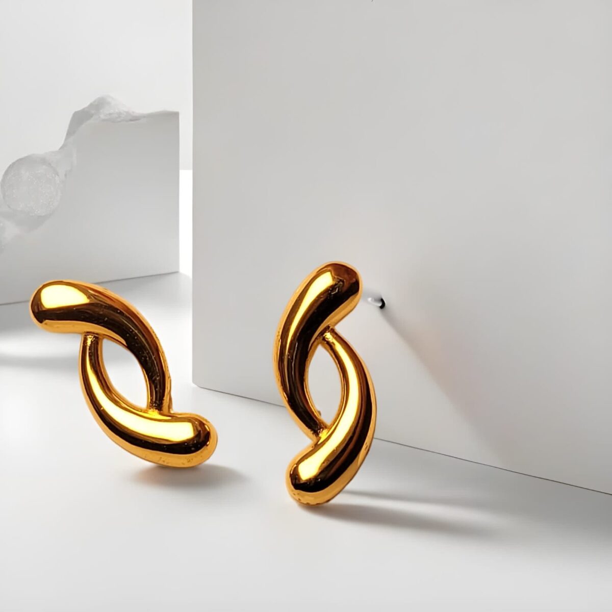 Anti tarnish Trendy Gold Abstract Twist Stud Earrings for Women – Modern Minimalist Fashion Jewelry - Image 2
