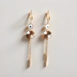 Anti tarnish Trendy Gold Evil Eye Clover Dangle Earrings for Women – Long Tassel Fashion Jewelry