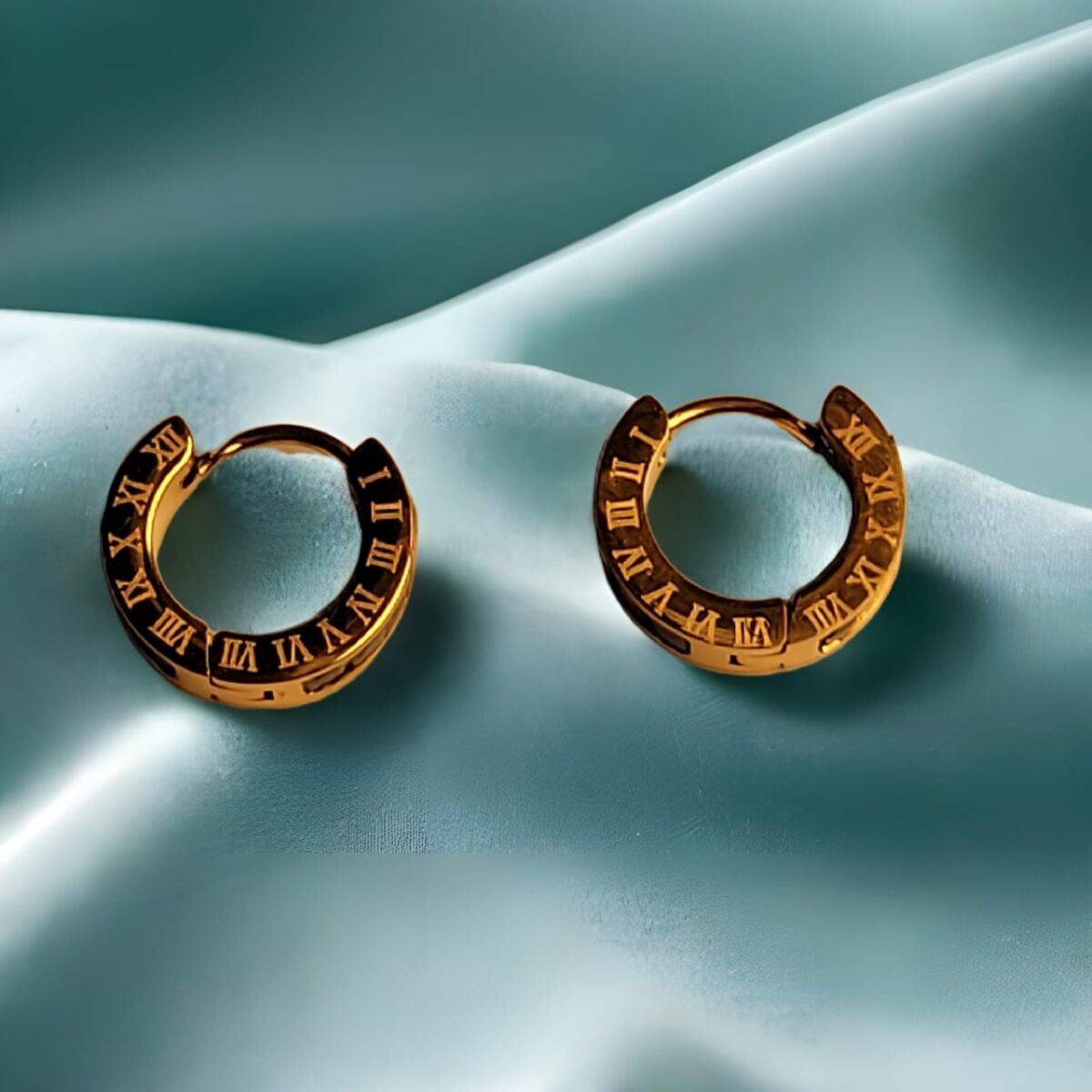 Anti Tarnish Trendy Gold Roman Numeral Hoop Earrings for Women – Classic Fashion Jewelry - Image 3