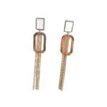 Elegant Long Tassel Dangle Earrings for Women – Gold Plated Rectangular Drop Earrings with White Stone - Image 3
