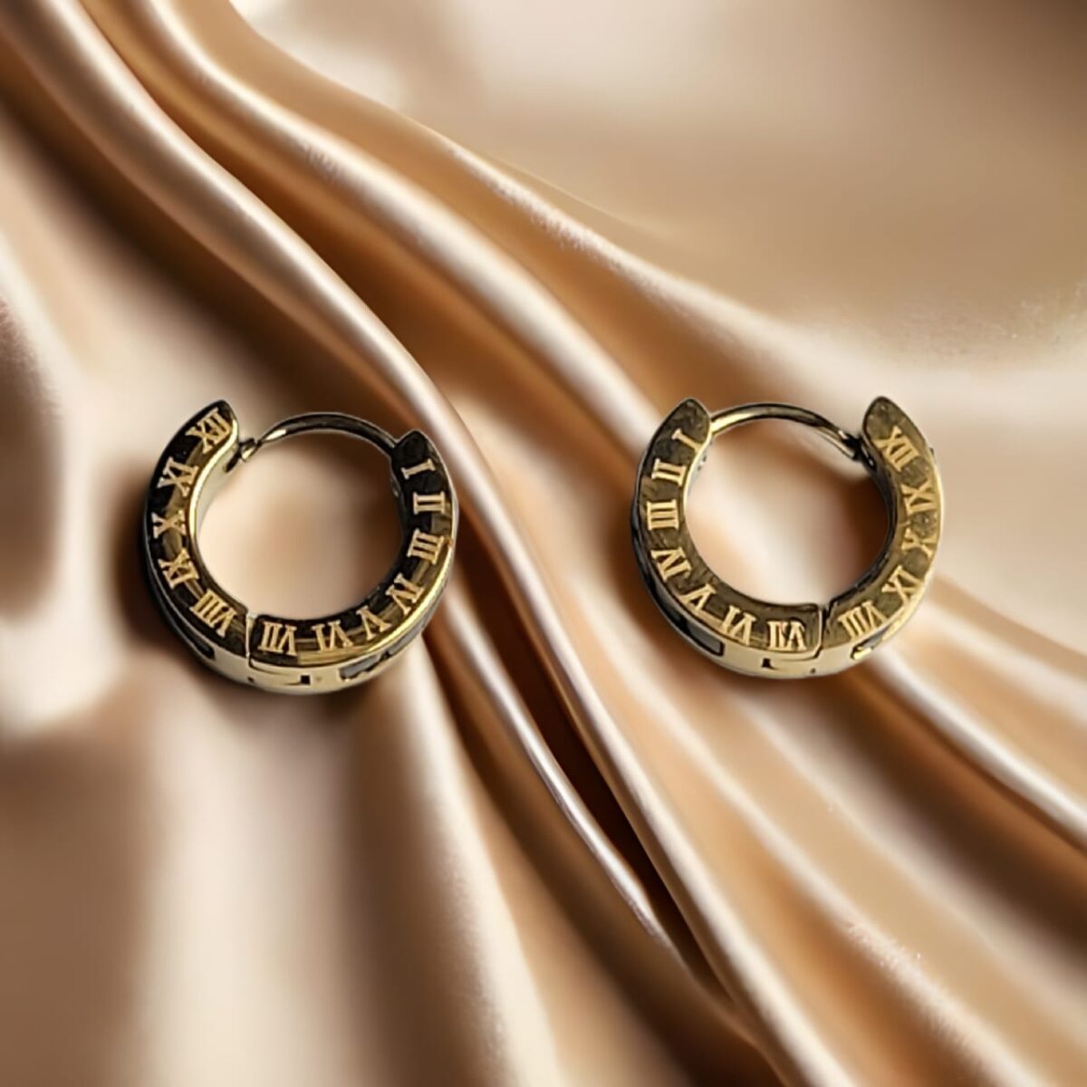 Anti Tarnish Trendy Gold Roman Numeral Hoop Earrings for Women – Classic Fashion Jewelry - Image 2