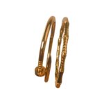 Gold-Plated Bamboo Bangle & Nail Bangle Set – Modern Designer Adjustable Pair (Set of 2) - Image 7