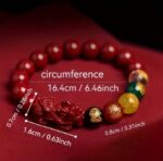 multi-color Feng Shui / spiritual beaded bracelet with red,  yellow, green, and clear beads along with carved dragon/Pi Xiu details - Image 2