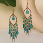 Hollow Teardrop Natural Stone Dangle