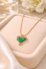 "Emerald Heart" Drip Pendant Necklace - Image 2