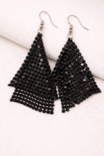 Midnight Mesh Triangle Drop Earrings - Image 2