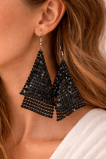 Midnight Mesh Triangle Drop Earrings