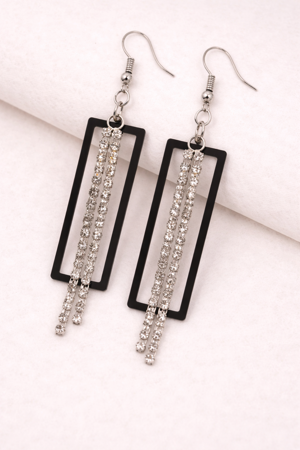 SB-1 Midnight Spark Rectangle Drop Earrings - Image 1
