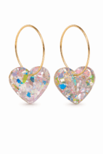 Confetti Heart Hoop Earrings