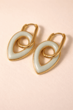 Ivory Enamel Heart Drop Earrings - Image 2