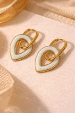 Ivory Enamel Heart Drop Earrings