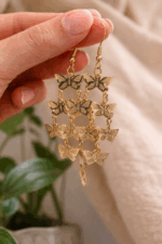 Golden Flutter Butterfly Cascade Earrings