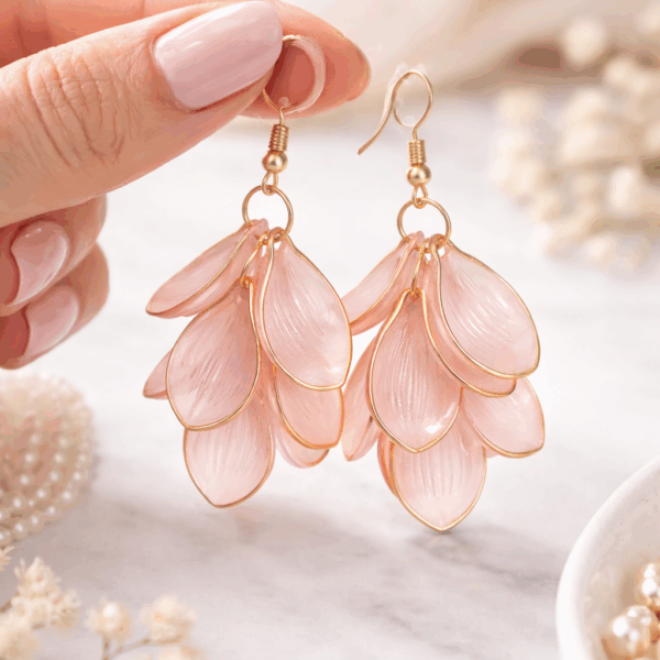 Blush Pink Petal Drop Earrings