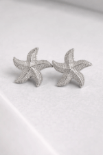 Elegant Starfish CZ Stud Earrings for Women – Silver Tone - Image 2