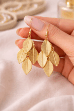 Golden Leaf Cascade Earrings - Image 2