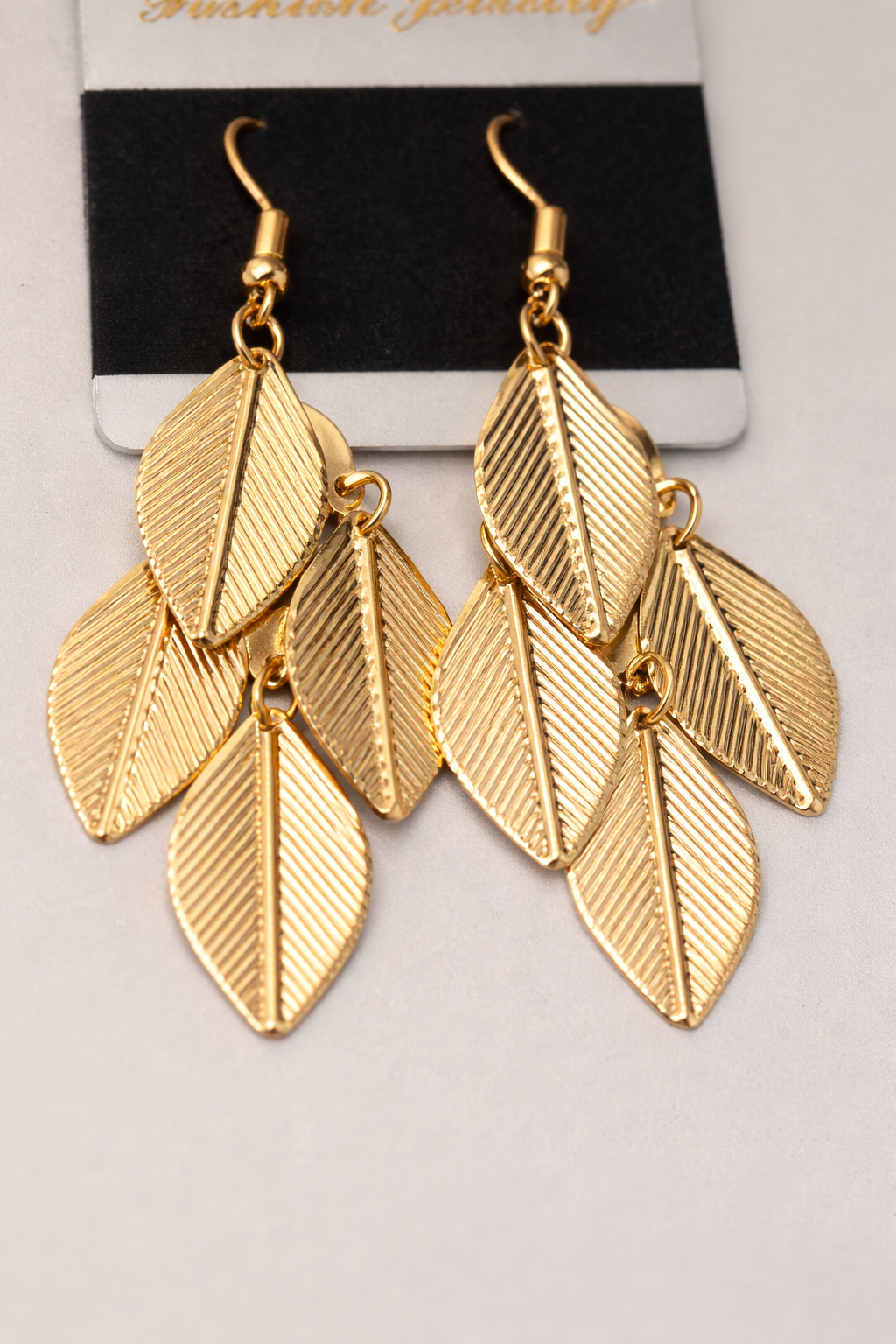 WLN-1 Golden Leaf Cascade Earrings - Image 1