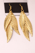 Golden Leaf Cascade Drop Earrings - Image 2